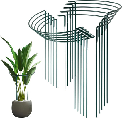 10 Pack Supports Stakes Metal 10" Wide x 24" High Peony Cages and Supports Garden Interlock Half Round Support Ring Border Support Ring Cage for Rose Vine Tomato