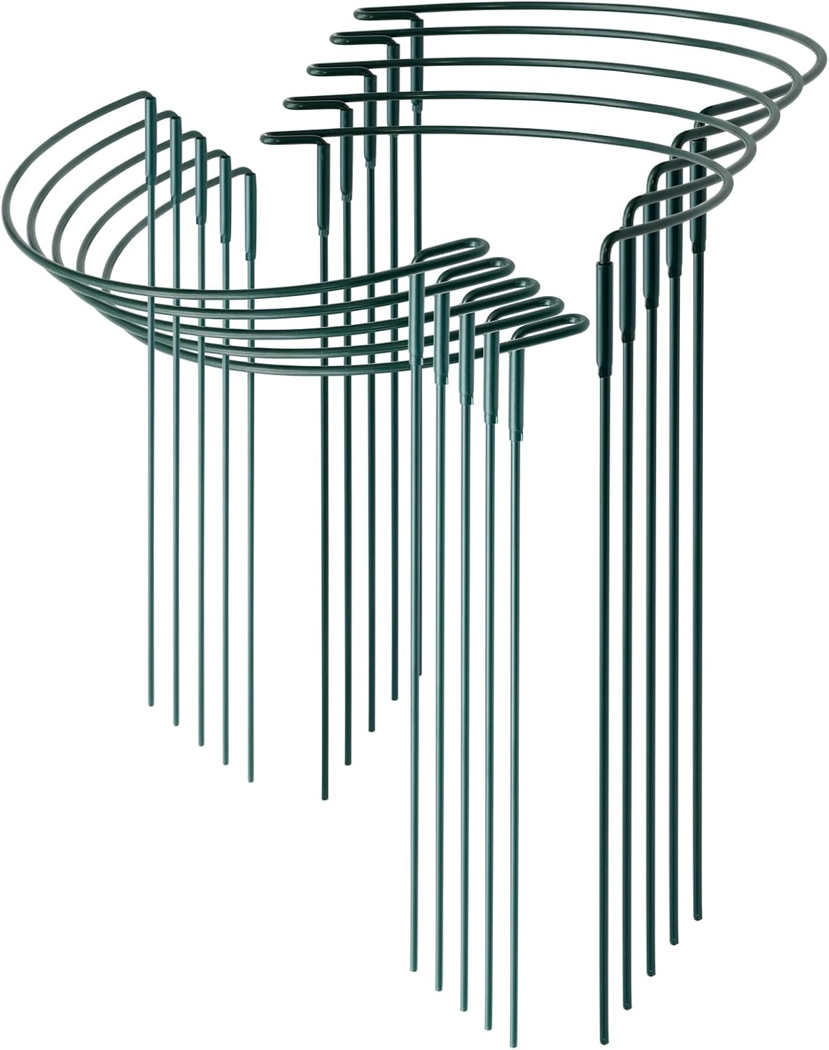 10 Pack Supports Stakes Metal 10" Wide x 24" High Peony Cages and Supports Garden Interlock Half Round Support Ring Border Support Ring Cage for Rose Vine Tomato