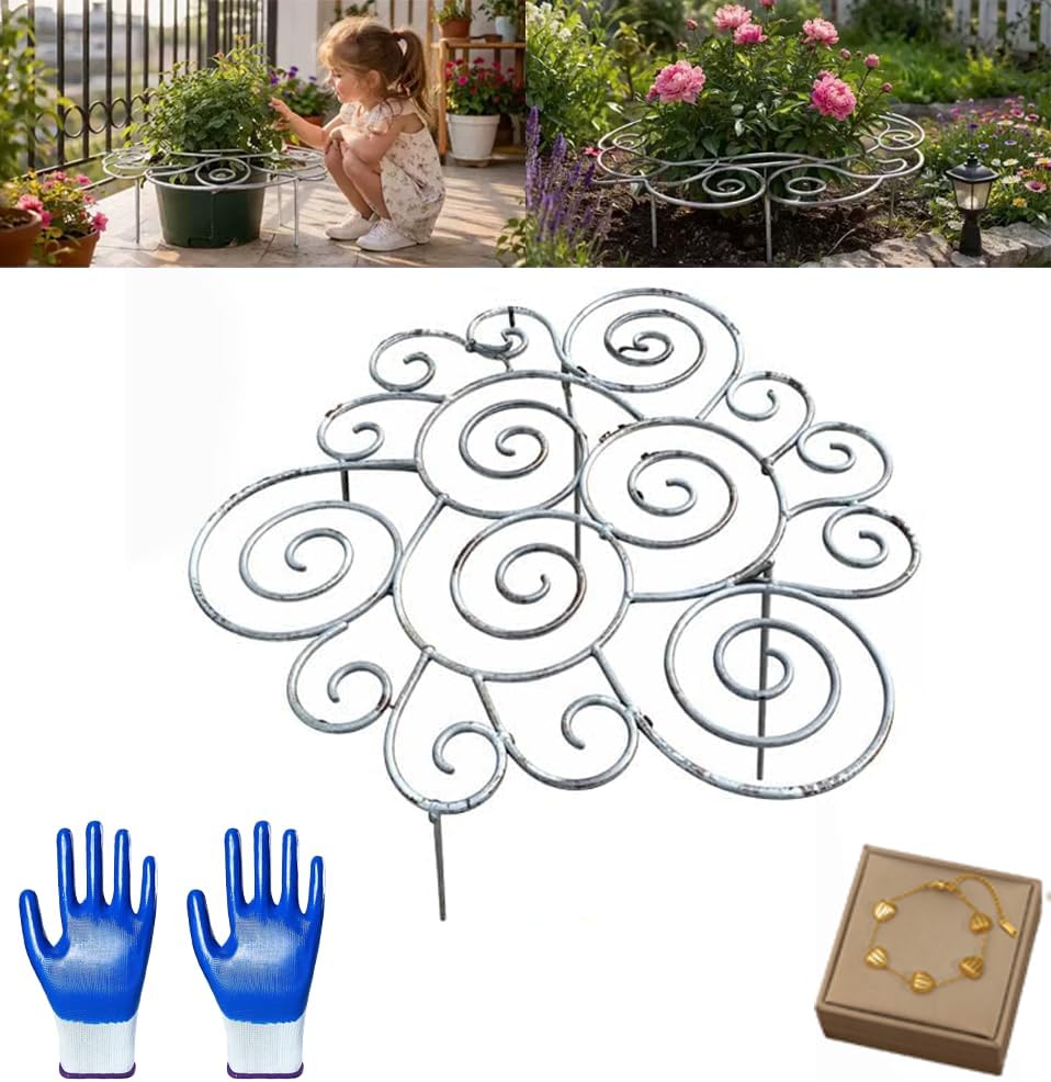 Metal Plant Support Ring for Garden,Plant Cage Support for Peony,Dahlia,Grow Through Plant Rings for Indoor Pots,Stackable Flower Hoop for Upright Growth & Protection (1PCS, M（15.9" x 15.9"）)