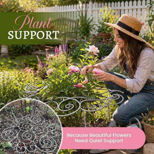 Metal Plant Support Ring for Garden,Plant Cage Support for Peony,Dahlia,Grow Through Plant Rings for Indoor Pots,Stackable Flower Hoop for Upright Growth & Protection (1PCS, M（15.9" x 15.9"）)