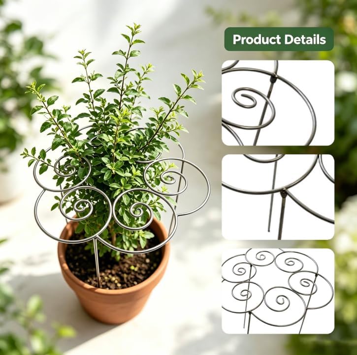 Metal Plant Support Ring for Garden,Plant Cage Support for Peony,Dahlia,Grow Through Plant Rings for Indoor Pots,Stackable Flower Hoop for Upright Growth & Protection (1PCS, M（15.9" x 15.9"）)