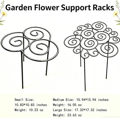 Metal Plant Support Ring for Garden,Plant Cage Support for Peony,Dahlia,Grow Through Plant Rings for Indoor Pots,Stackable Flower Hoop for Upright Growth & Protection (1PCS, M（15.9" x 15.9"）)