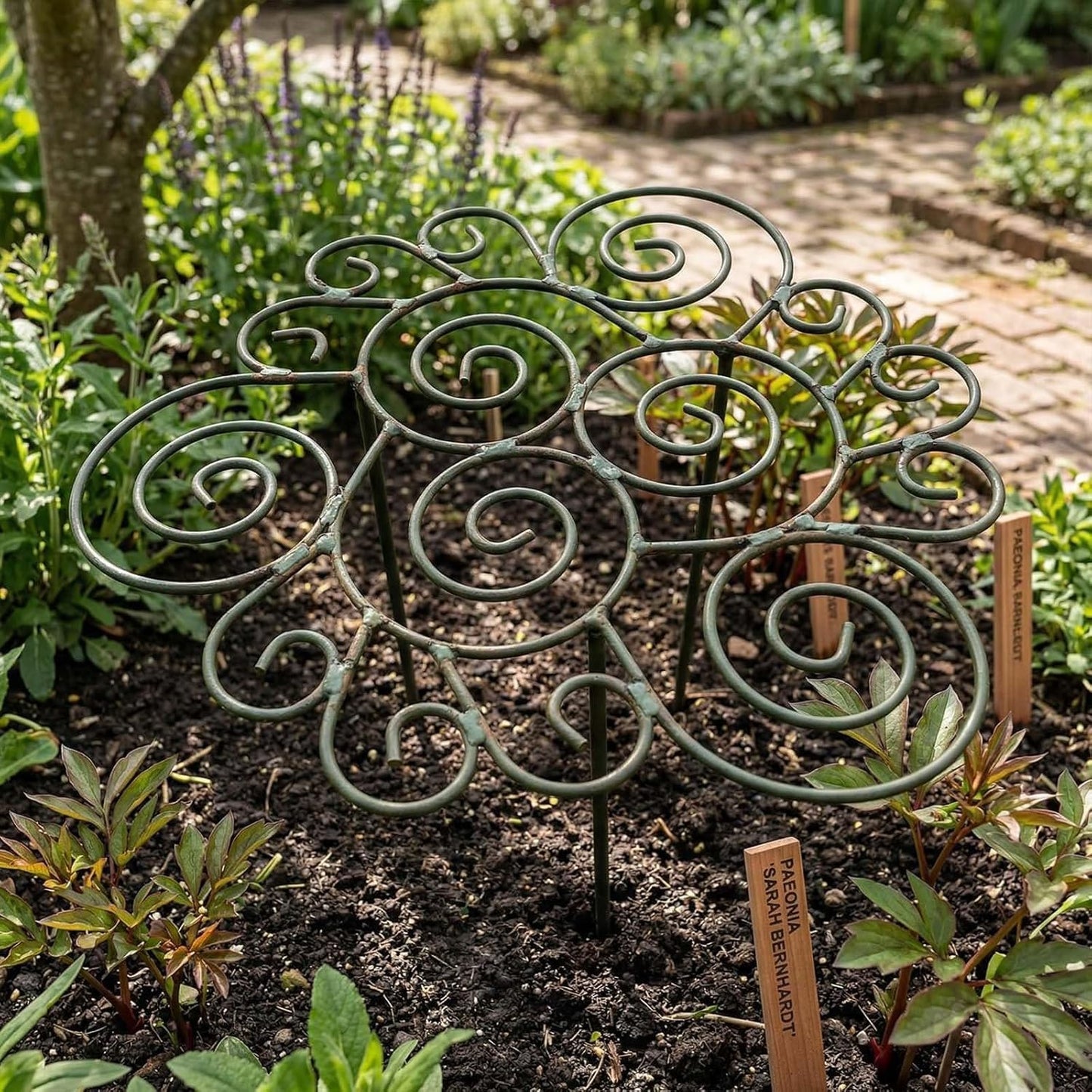 Metal Plant Support Ring for Garden,Plant Cage Support for Peony,Dahlia,Grow Through Plant Rings for Indoor Pots,Stackable Flower Hoop for Upright Growth & Protection (1PCS, M（15.9" x 15.9"）)