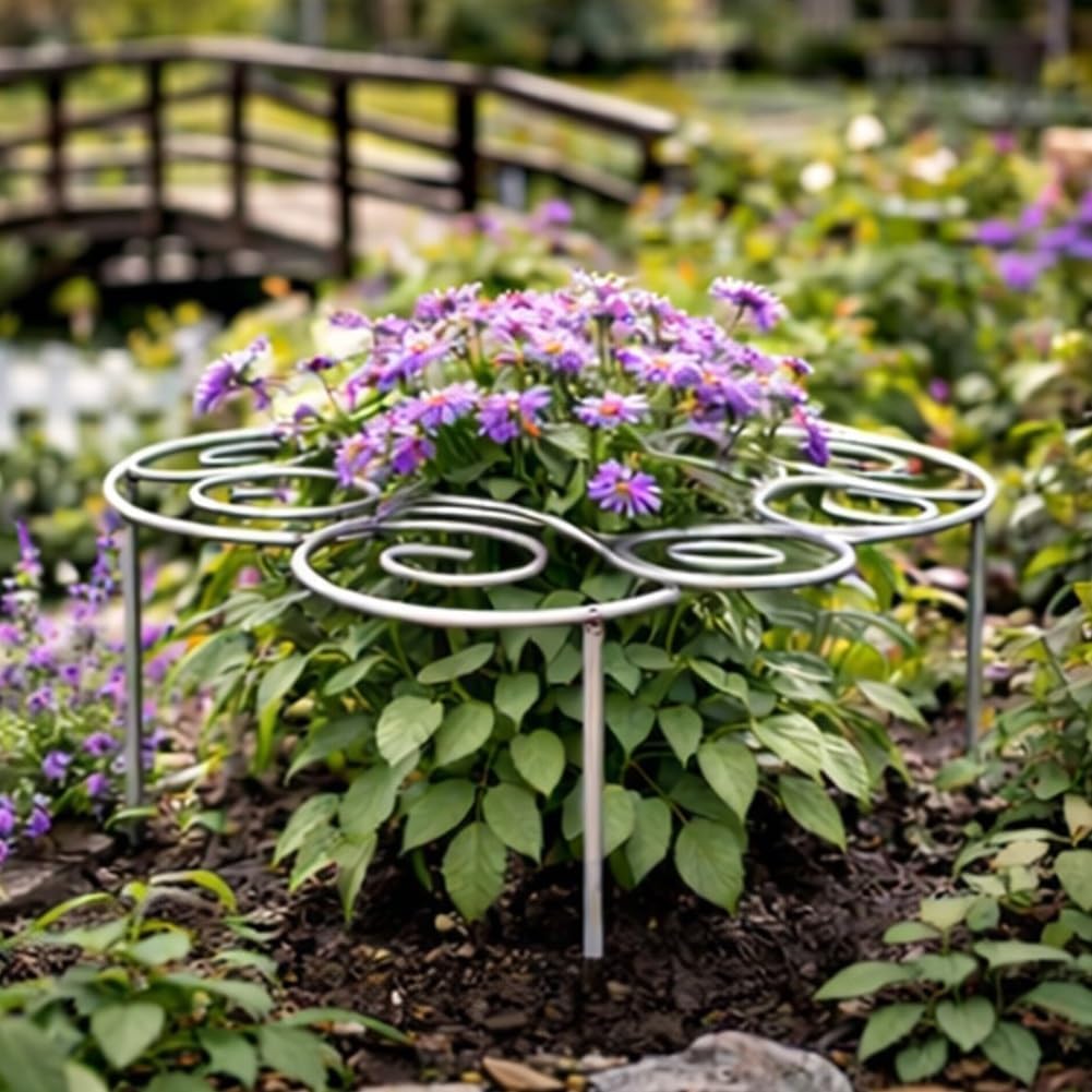Metal Plant Support Ring for Garden,Plant Cage Support for Peony,Dahlia,Grow Through Plant Rings for Indoor Pots,Stackable Flower Hoop for Upright Growth & Protection (1PCS, M（15.9" x 15.9"）)
