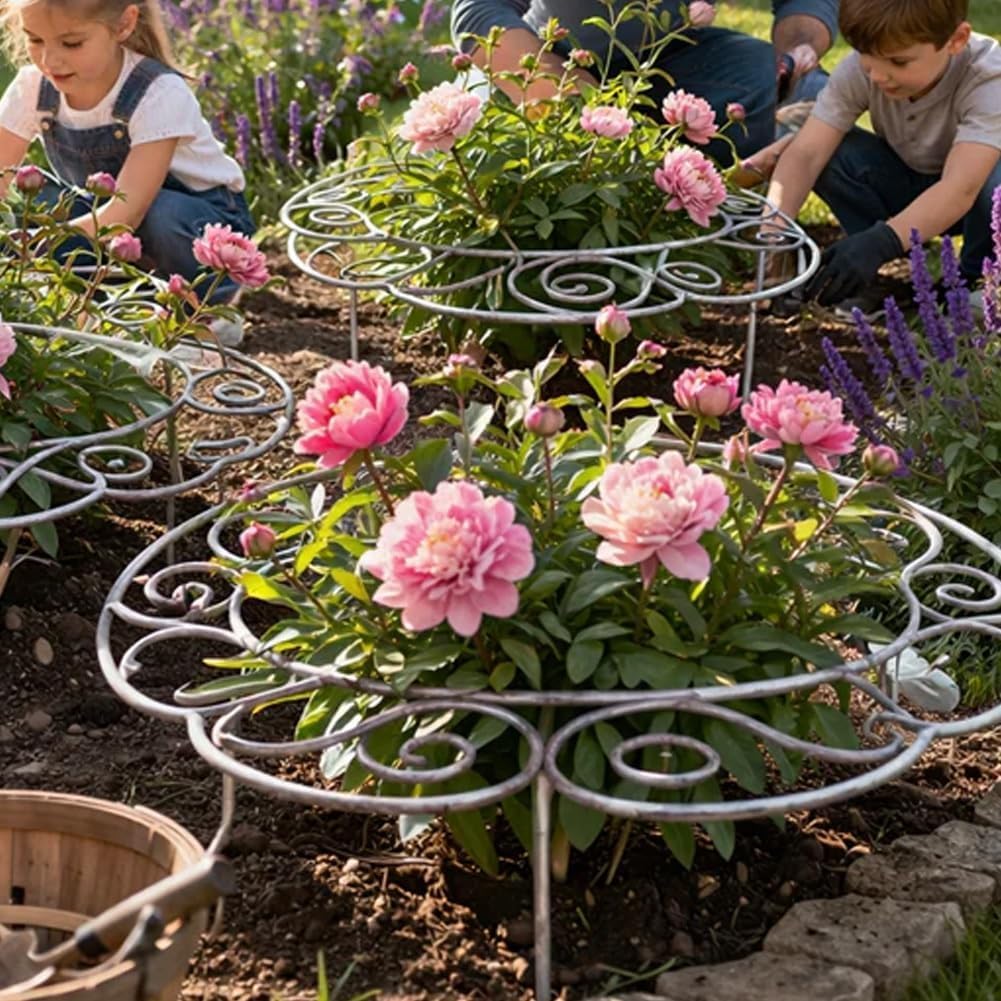 Metal Plant Support Ring for Garden,Plant Cage Support for Peony,Dahlia,Grow Through Plant Rings for Indoor Pots,Stackable Flower Hoop for Upright Growth & Protection (1PCS, M（15.9" x 15.9"）)