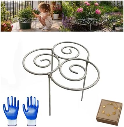 Metal Plant Support Ring for Garden,Plant Cage Support for Peony,Dahlia,Grow Through Plant Rings for Indoor Pots,Stackable Flower Hoop for Upright Growth & Protection (1PCS, M（15.9" x 15.9"）)