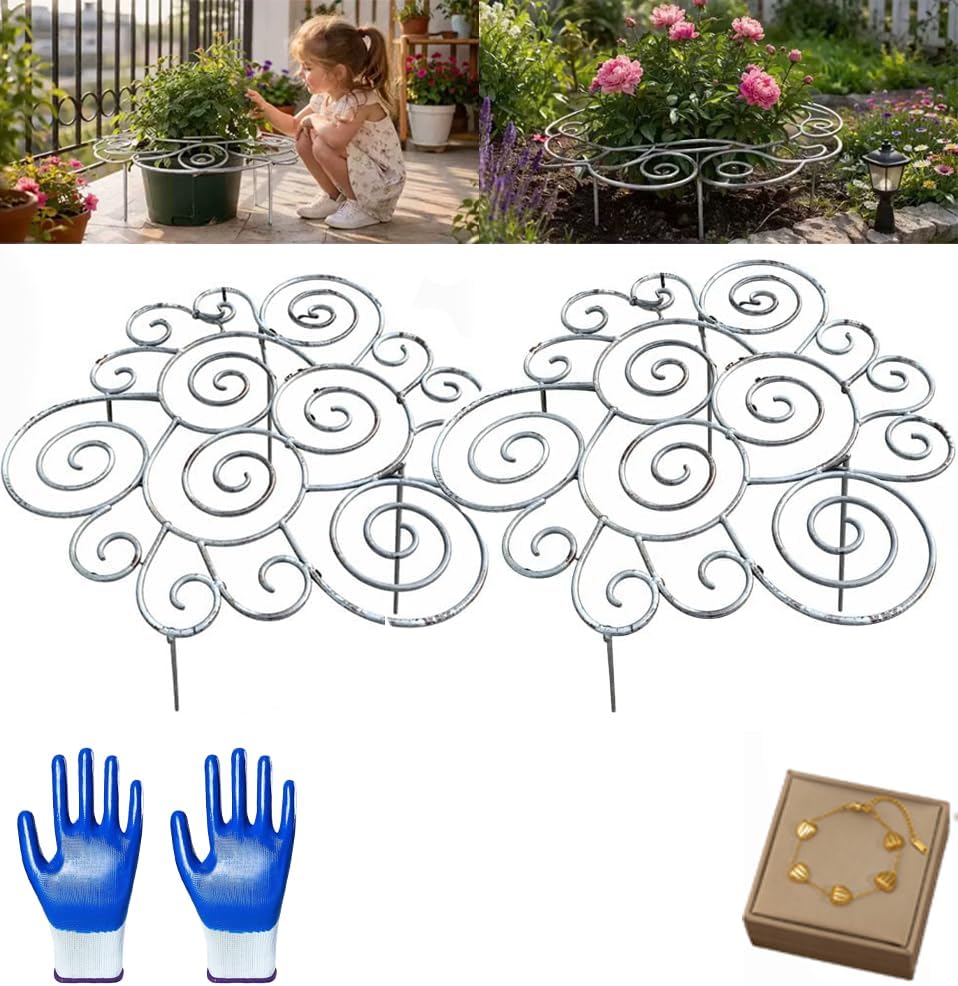 Metal Plant Support Ring for Garden,Plant Cage Support for Peony,Dahlia,Grow Through Plant Rings for Indoor Pots,Stackable Flower Hoop for Upright Growth & Protection (1PCS, M（15.9" x 15.9"）)