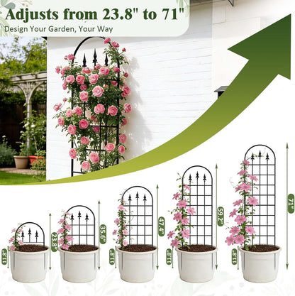 2 Pack 47" H x17 W Garden Trellis for Climbing Plants Outdoor - Metal Rustproof Arched Rose Trellis for Outdoor Indoor Roses Potted Vines Cucumbers Clematis Flowers Decorative, Black