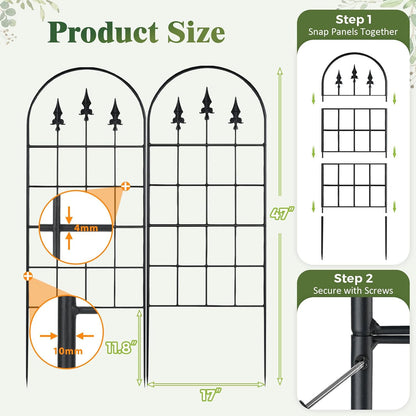 2 Pack 47" H x17 W Garden Trellis for Climbing Plants Outdoor - Metal Rustproof Arched Rose Trellis for Outdoor Indoor Roses Potted Vines Cucumbers Clematis Flowers Decorative, Black