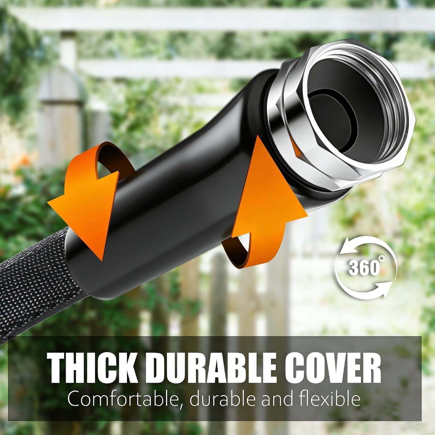 Garden Hose 100feet, Water Hose with 10 Function Hose Nozzle, NON-Expandable Hose, Tough & Flexible, Lightweight, Crush Resistant Fittings, Kink & Tangle Free, Rust Proof for Watering
