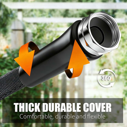 Garden Hose 100feet, Water Hose with 10 Function Hose Nozzle, NON-Expandable Hose, Tough & Flexible, Lightweight, Crush Resistant Fittings, Kink & Tangle Free, Rust Proof for Watering