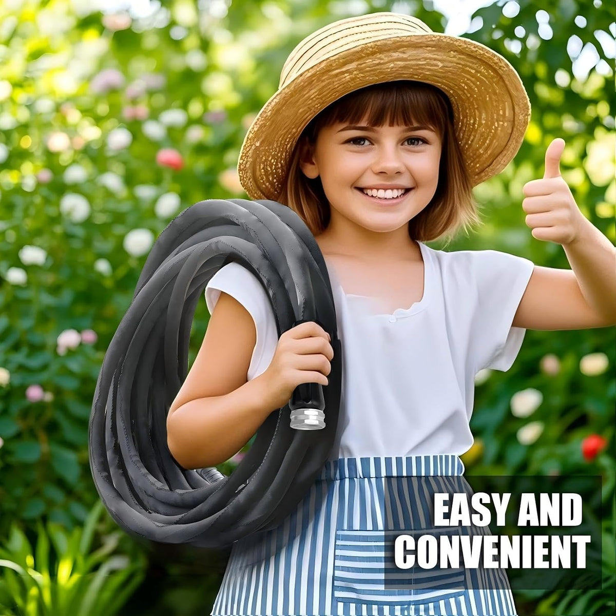 Garden Hose 100feet, Water Hose with 10 Function Hose Nozzle, NON-Expandable Hose, Tough & Flexible, Lightweight, Crush Resistant Fittings, Kink & Tangle Free, Rust Proof for Watering