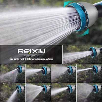 Garden Hose 100feet, Water Hose with 10 Function Hose Nozzle, NON-Expandable Hose, Tough & Flexible, Lightweight, Crush Resistant Fittings, Kink & Tangle Free, Rust Proof for Watering