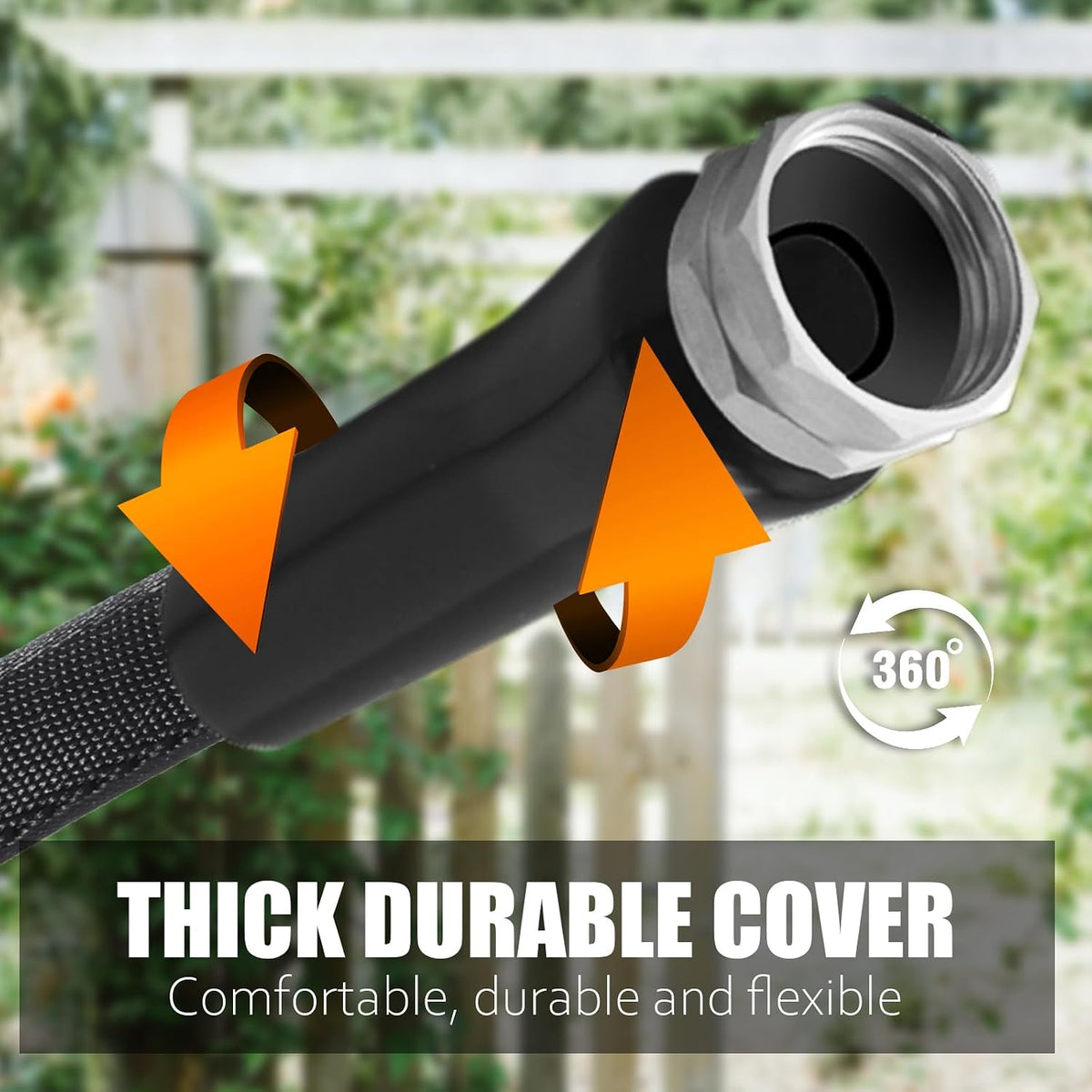 Garden Hose 100feet, Water Hose with 10 Function Hose Nozzle, NON-Expandable Hose, Tough & Flexible, Lightweight, Crush Resistant Fittings, Kink & Tangle Free, Rust Proof for Watering