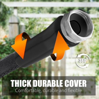 Garden Hose 100feet, Water Hose with 10 Function Hose Nozzle, NON-Expandable Hose, Tough & Flexible, Lightweight, Crush Resistant Fittings, Kink & Tangle Free, Rust Proof for Watering