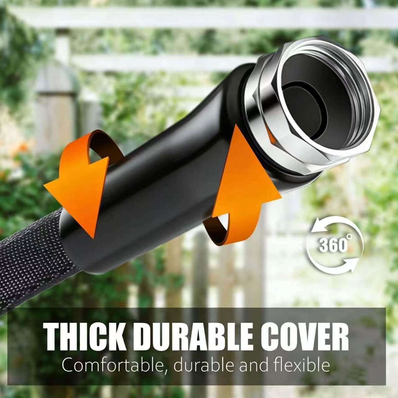 Garden Hose 100feet, Water Hose with 10 Function Hose Nozzle, NON-Expandable Hose, Tough & Flexible, Lightweight, Crush Resistant Fittings, Kink & Tangle Free, Rust Proof for Watering