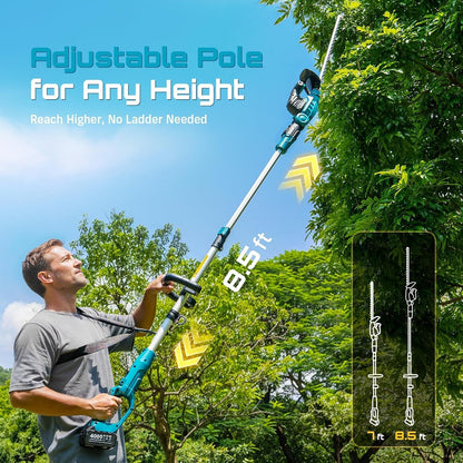 20V Pole Hedge Trimmer Cordless, 20" Electric Bush Trimmer 2×4.0Ah