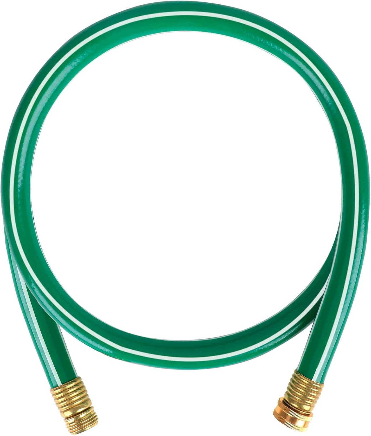Short Lead-in Green Garden Hose 5/8 in. x 6 ft. -Kink Free, No Leaking, Male/Female Fittings -Heavy Duty Durable Flexible Lightweight Water Pipe -Brass Aluminum Ends for Household & Yard Use