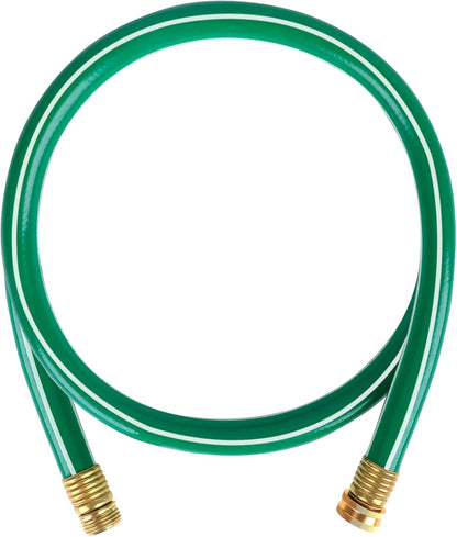 Short Lead-in Green Garden Hose 5/8 in. x 6 ft. -Kink Free, No Leaking, Male/Female Fittings -Heavy Duty Durable Flexible Lightweight Water Pipe -Brass Aluminum Ends for Household & Yard Use