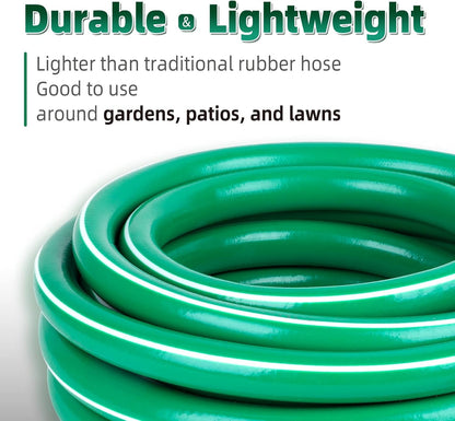 Short Lead-in Green Garden Hose 5/8 in. x 6 ft. -Kink Free, No Leaking, Male/Female Fittings -Heavy Duty Durable Flexible Lightweight Water Pipe -Brass Aluminum Ends for Household & Yard Use