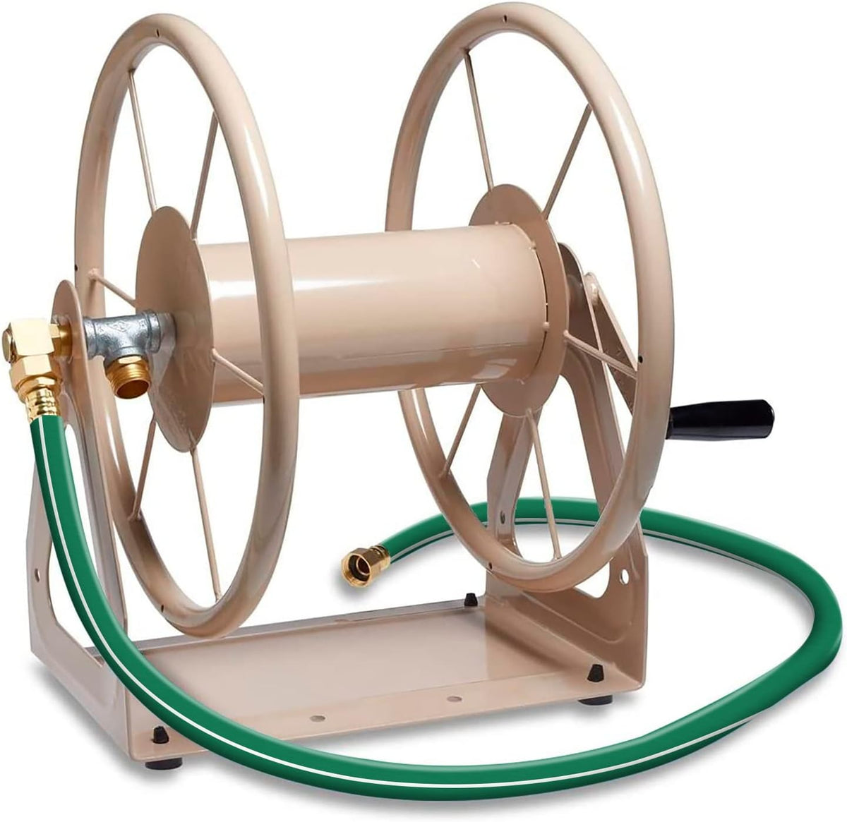 Short Lead-in Green Garden Hose 5/8 in. x 6 ft. -Kink Free, No Leaking, Male/Female Fittings -Heavy Duty Durable Flexible Lightweight Water Pipe -Brass Aluminum Ends for Household & Yard Use