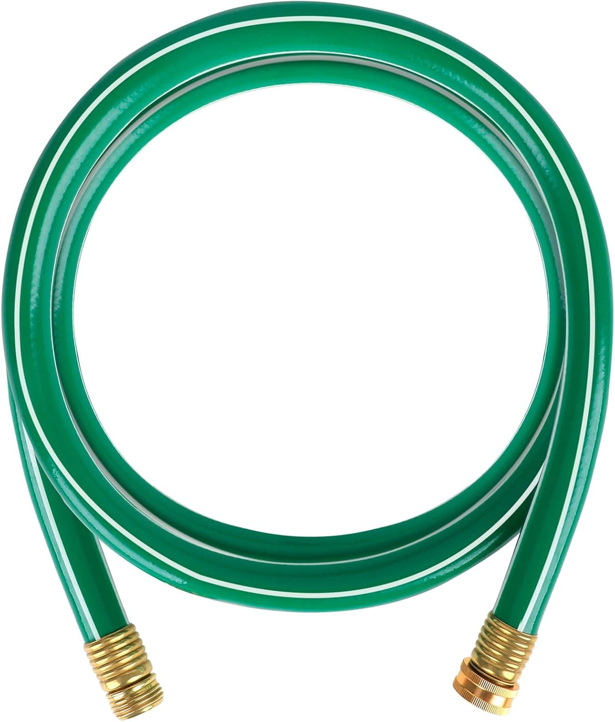 Short Lead-in Green Garden Hose 5/8 in. x 6 ft. -Kink Free, No Leaking, Male/Female Fittings -Heavy Duty Durable Flexible Lightweight Water Pipe -Brass Aluminum Ends for Household & Yard Use
