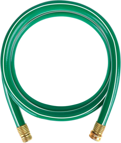 Short Lead-in Green Garden Hose 5/8 in. x 6 ft. -Kink Free, No Leaking, Male/Female Fittings -Heavy Duty Durable Flexible Lightweight Water Pipe -Brass Aluminum Ends for Household & Yard Use