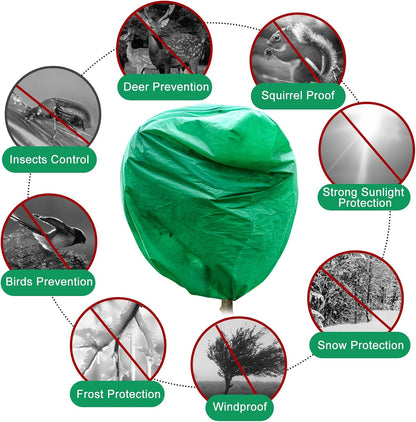 2pcs Huge Plant Covers Freeze Protection, 95"x83" Winter Tree Cover with Zipper Drawstring Thickened Frost Blanket Cloth Outside Plants Wrap Bag Garden Covers for Potted Plant Shrubs Flower Fruit Tree