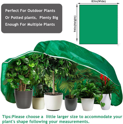 2pcs Huge Plant Covers Freeze Protection, 95"x83" Winter Tree Cover with Zipper Drawstring Thickened Frost Blanket Cloth Outside Plants Wrap Bag Garden Covers for Potted Plant Shrubs Flower Fruit Tree