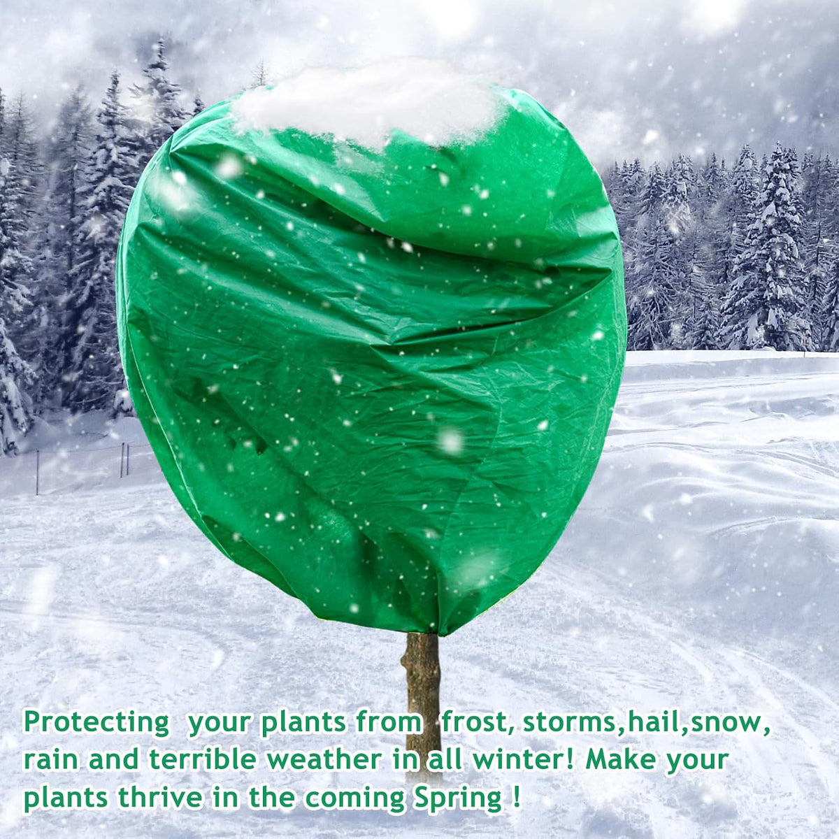 2pcs Huge Plant Covers Freeze Protection, 95"x83" Winter Tree Cover with Zipper Drawstring Thickened Frost Blanket Cloth Outside Plants Wrap Bag Garden Covers for Potted Plant Shrubs Flower Fruit Tree