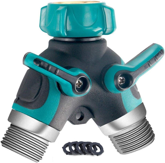 Metal Garden Hose Splitter Upgraded 2026, 2 Way Y Hose Connector, Easy Grip Splitter, Sturdy Connector with 3/4 "Connector and Rubberized Grip for Garden, 1 Pack
