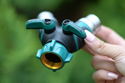 Metal Garden Hose Splitter Upgraded 2026, 2 Way Y Hose Connector, Easy Grip Splitter, Sturdy Connector with 3/4 "Connector and Rubberized Grip for Garden, 1 Pack