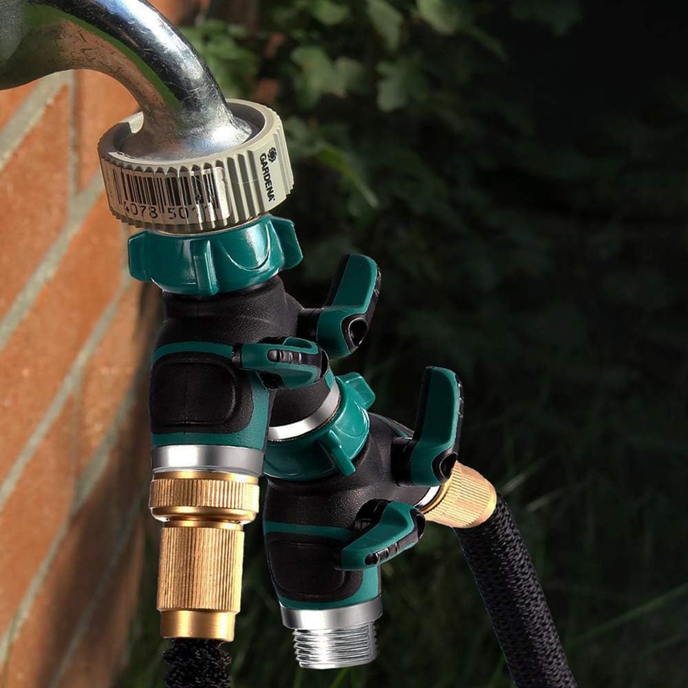 Metal Garden Hose Splitter Upgraded 2026, 2 Way Y Hose Connector, Easy Grip Splitter, Sturdy Connector with 3/4 "Connector and Rubberized Grip for Garden, 1 Pack