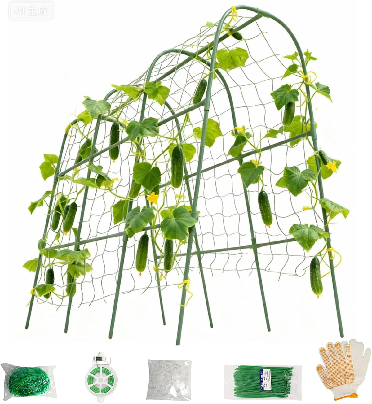 Metal Cucumber Trellis for Raised Beds & Gardens - 47.2" Lx30 W x47.2 H Sturdy Arch Trellis for Climbing Plants, Tomatoes, Peas & & Beans | Outdoor Vegetable Support for Vines