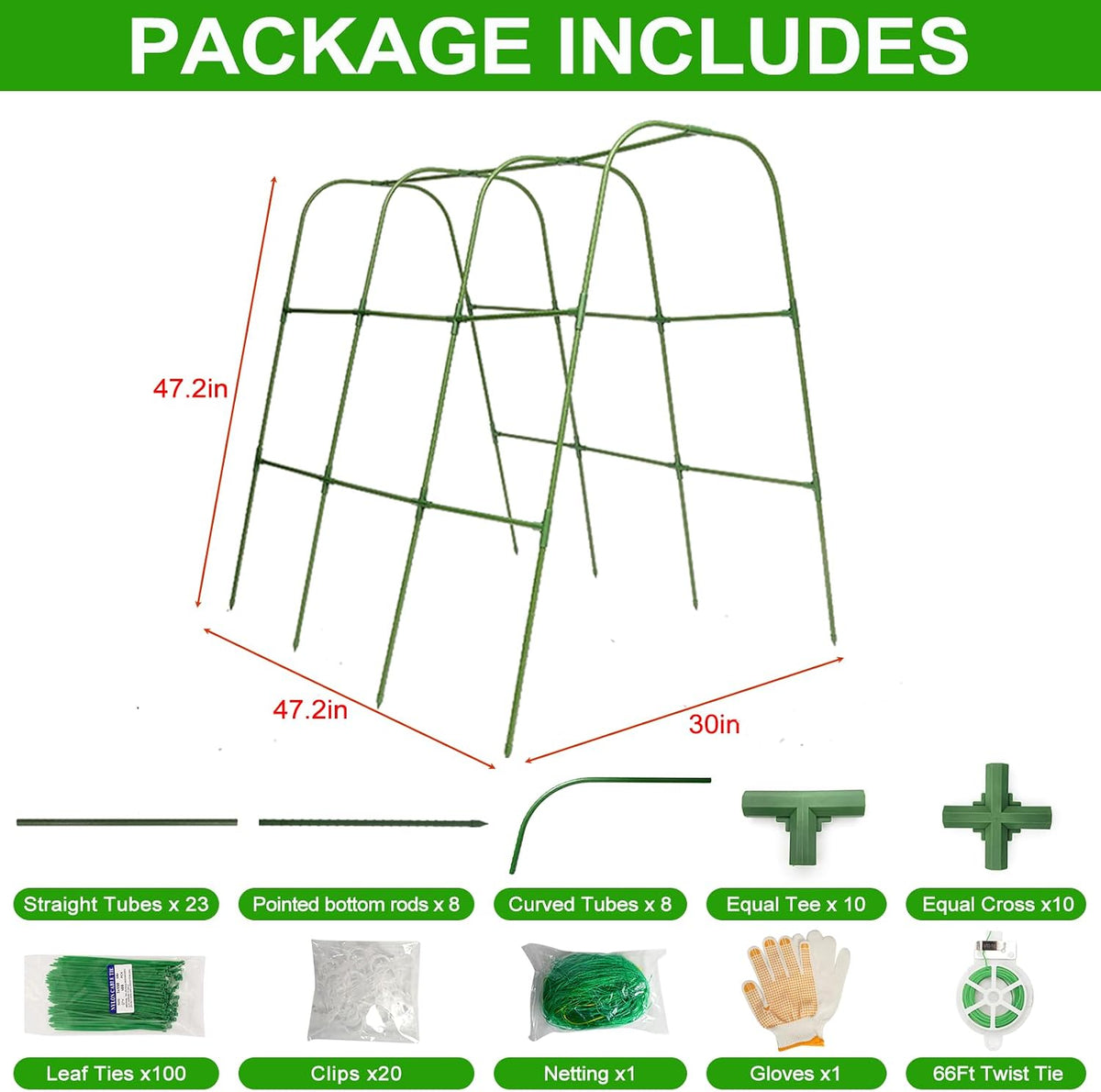 Metal Cucumber Trellis for Raised Beds & Gardens - 47.2" Lx30 W x47.2 H Sturdy Arch Trellis for Climbing Plants, Tomatoes, Peas & & Beans | Outdoor Vegetable Support for Vines