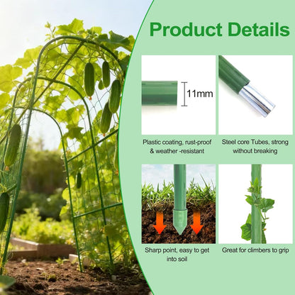 Metal Cucumber Trellis for Raised Beds & Gardens - 47.2" Lx30 W x47.2 H Sturdy Arch Trellis for Climbing Plants, Tomatoes, Peas & & Beans | Outdoor Vegetable Support for Vines