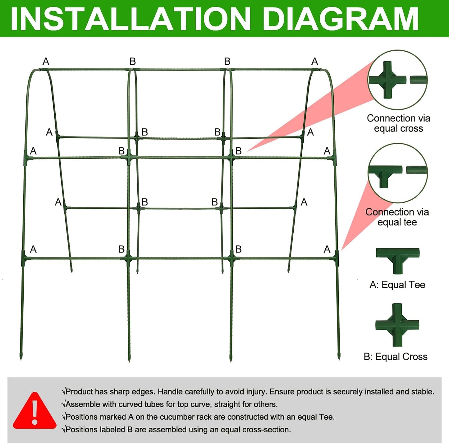 Metal Cucumber Trellis for Raised Beds & Gardens - 47.2" Lx30 W x47.2 H Sturdy Arch Trellis for Climbing Plants, Tomatoes, Peas & & Beans | Outdoor Vegetable Support for Vines