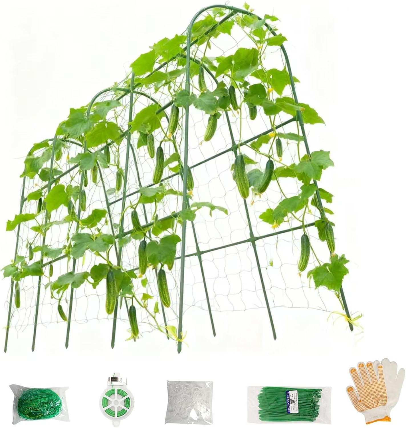 Metal Cucumber Trellis for Raised Beds & Gardens - 47.2" Lx30 W x47.2 H Sturdy Arch Trellis for Climbing Plants, Tomatoes, Peas & & Beans | Outdoor Vegetable Support for Vines