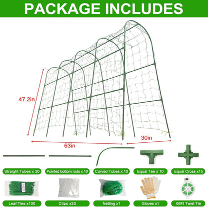 Metal Cucumber Trellis for Raised Beds & Gardens - 47.2" Lx30 W x47.2 H Sturdy Arch Trellis for Climbing Plants, Tomatoes, Peas & & Beans | Outdoor Vegetable Support for Vines