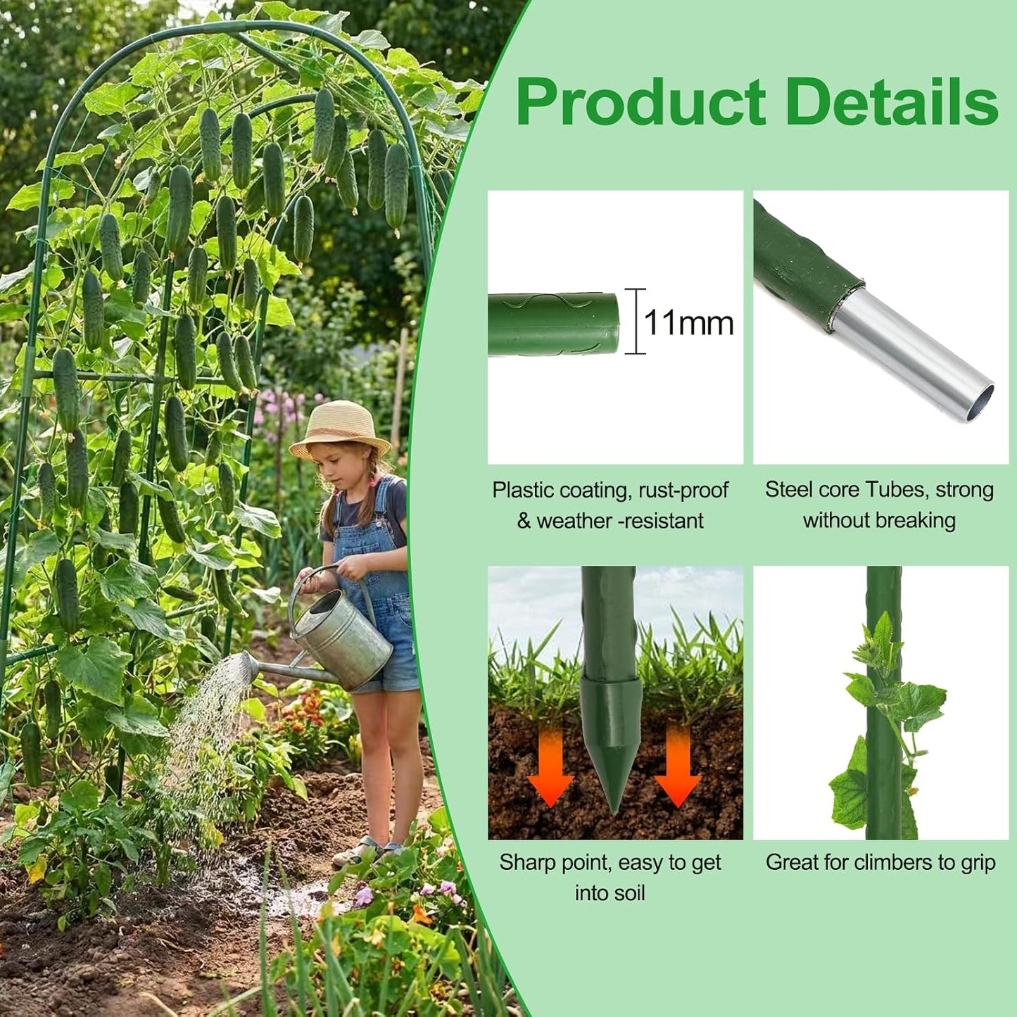 Metal Cucumber Trellis for Raised Beds & Gardens - 47.2" Lx30 W x47.2 H Sturdy Arch Trellis for Climbing Plants, Tomatoes, Peas & & Beans | Outdoor Vegetable Support for Vines