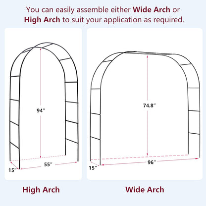 Garden Arch, Outdoor Flower Garden Arch Trellis, Sturdy Steel Arbor for Climbing Plants, Wedding Decoration, 7'8" H x 4'5" W, Dark Green