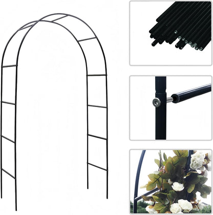 Garden Arch, Outdoor Flower Garden Arch Trellis, Sturdy Steel Arbor for Climbing Plants, Wedding Decoration, 7'8" H x 4'5" W, Dark Green