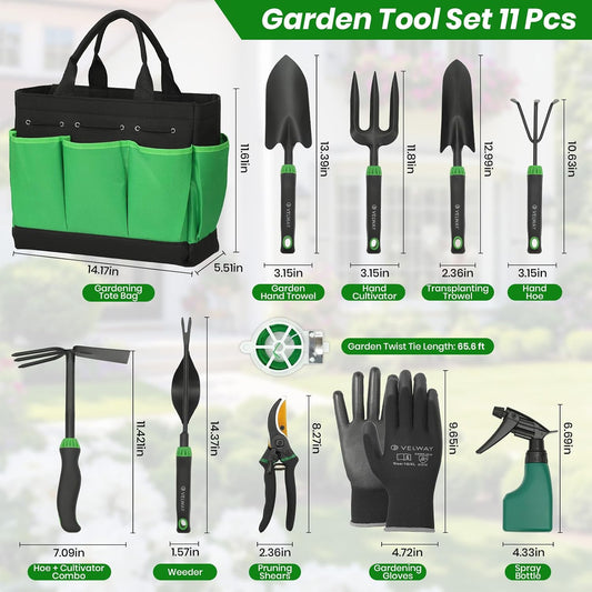 11-Piece Garden Tools Set Heavy Duty with Ergonomic Handles