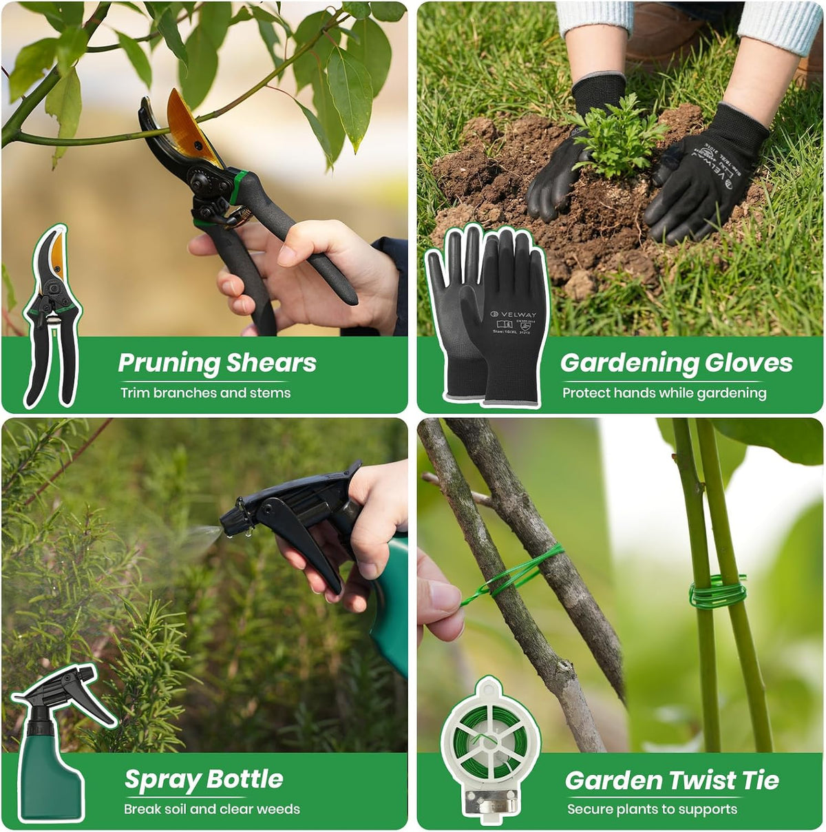 11-Piece Garden Tools Set Heavy Duty with Ergonomic Handles