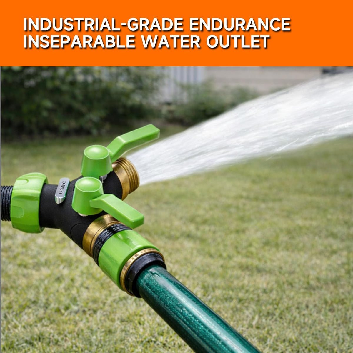 Garden Hose Splitter, 2 Way Hose Bib Splitter, Brass y splitter 2 way Y valve Metal Body 2 Way Hose Shut Off Valve, 2.12" Extra Long Metal Handle, 3/4" GHT Thread (1, Green)