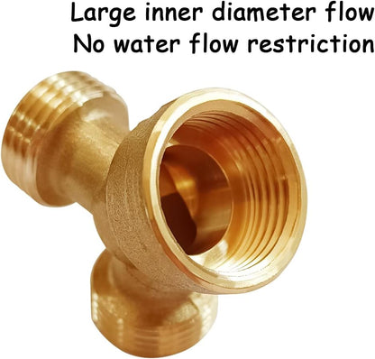 Brass Garden Hose Splitter 3/4" GHT Y Connector, 2PCS