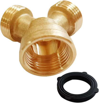 Brass Garden Hose Splitter 3/4" GHT Y Connector, 2PCS