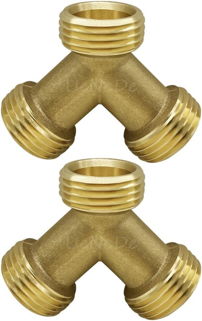 Brass Garden Hose Splitter 3/4" GHT Y Connector, 2PCS