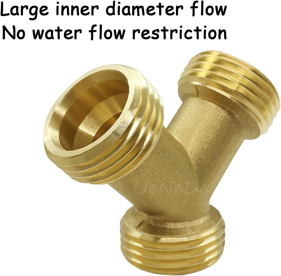 Brass Garden Hose Splitter 3/4" GHT Y Connector, 2PCS