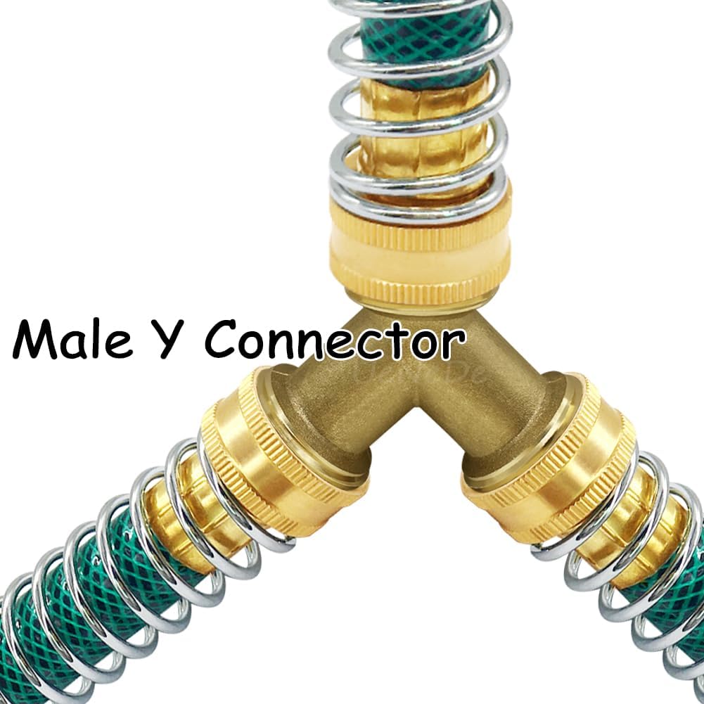 Brass Garden Hose Splitter 3/4" GHT Y Connector, 2PCS